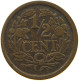 NETHERLANDS 1/2 CENT 1917 Wilhelmina 1890-1948 #a086 0161 - 0.5 Cent