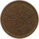 NETHERLANDS 1/2 CENT 1909 Wilhelmina 1890-1948 #a086 0155 - 0.5 Centavos
