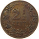 NETHERLANDS 2 1/2 CENTS 1904 Wilhelmina 1890-1948 #s050 0367 - 2.5 Cent