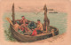 PEINTURES - TABLEAUX - Hommes Sur Un Bateau - Colorisé - Carte Postale Ancienne - Peintures & Tableaux