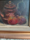 Delcampe - Huile Sur Toile Anonyme "Nature Morte à La Théière  Et Pommes " Cadre Bois  Doré - Oils