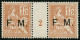 ** N°1 15c Orange, Paire Mill 2 - TB - Millésimes