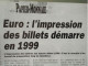 Delcampe - Numismatique & Change - Euros Temporaires - Ecu Union Et Force - Impression Des Billets Euro - Français