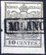 O 1850, 10 Cent I° Tipo Grigio Argenteo Prima Tiratura Su Carta A Mano, Annullato A Milano, Raro E Splendido, Cert. Weis - Lombardije-Venetië