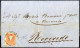 Cover "CASTIGLIONE DELLE STIVIERE 7 / FEB.", Annullo C2 Su 5 Soldi Rosso Su Lettera Per Roveredo, Cert. Sorani (Sass. 25 - Lombardy-Venetia