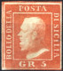 * 1859, 5 Gr. Vermiglio II Tavola, Linguellato Con 5 Mm Di Piega In Alto A Destra, Firmato Chaiavarello, Gazzi E AD, Sas - Sicily
