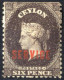 * 1869, Königin Viktoria, 6 P Dunkelbraun, Ungebraucht, SG O2 Mi. IV - Ceylon (...-1947)