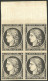 ** No 3, Noir Sur Teinté, Bloc De Quatre Bdf (deux Ex *), Très Frais. - TB - 1849-1850 Ceres