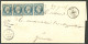 Lettre Triple Port. No 10 (paire (un Ex Filet Touché) + Deux), Obl Pc 881 Sur Lettre Avec Cursive "37/Clelles-en/ Triève - 1852 Louis-Napoléon