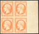 ** No 16, Orange, Bloc De Quatre Grand Bdf (deux Ex *), Très Jolie Pièce. - TB. - R - 1853-1860 Napoléon III.