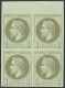 ** Rothschild. No 25c, Bloc De Quatre Bdf (deux Ex *), Très Frais. - TB. - R - 1863-1870 Napoléon III Lauré