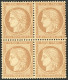 * No 36, Bistre-jaune, Bloc De Quatre, Très Frais Et Centré. - TB - 1870 Siège De Paris