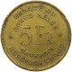 CONGO BELGIAN 5 FRANCS 1947  #MA 067412 - 1945-1951: Regency