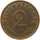 DRITTES REICH 2 PFENNIG 1936 D  #MA 100007 - 2 Reichspfennig