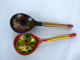 Vintage Khokhloma Wooden Spoons Hand Painted In Russia Russian Art #2191 - Löffel