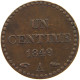 FRANCE CENTIME 1849 A  #MA 104542 - 1 Centime