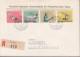 1957. LIECHTENSTEIN. SPORT. Complete Set With 4 Stamps On FDC VADUZ 14. V. 57 Registered ... (Michel 353-356) - JF445102 - Briefe U. Dokumente