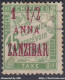 TIMBRE ZANZIBAR TAXE 1  1/2 ANNA N° 3 OBLITERATION CHOISIE - Used Stamps