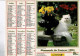 Calendrier Des Postes 1994 - Chiot Bobtail - Persan Blanc - Fleurs, Bruyères, Pensées, Coupe, Pierre - Tamaño Grande : 1991-00