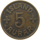 ICELAND 5 AURAR 1940  #MA 064702 - Islandia