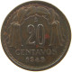 CHILE 20 CENTAVOS 1943  #MA 067162 - Chile