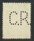 Fairly Rare ROMANIA Perfin  C.R. 1922-Catalog Of Romanian Perfins Laszlo Eros C-fairly Rare ( 21-100 Examples Reported ) - Oblitérés