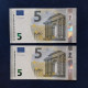 EURO SPAIN 5 V014D5 VB9999 LAGARDE UNC, PAIR CORRELATIVE RADAR2 - 5 Euro