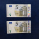 EURO SPAIN 5 V014G6 VC LAGARDE UNC, PAIR CORRELATIVE RADAR2 - 5 Euro