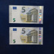 EURO SPAIN 5 V014H6 VC LAGARDE UNC, PAIR CORRELATIVE RADAR2 - 5 Euro