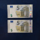 EURO SPAIN 5 V014J6 VC LAGARDE UNC, PAIR CORRELATIVE RADAR2 - 5 Euro