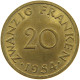 SAARLAND 20 FRANKEN 1954  #MA 067901 - 20 Franchi