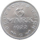 WEIMARER REPUBLIK 3 MARK 1922 G  #MA 098642 - 3 Mark & 3 Reichsmark