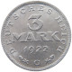 WEIMARER REPUBLIK 3 MARK 1922 G  #MA 098641 - 3 Mark & 3 Reichsmark