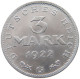 WEIMARER REPUBLIK 3 MARK 1922 G  #MA 098627 - 3 Mark & 3 Reichsmark