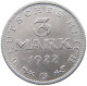 WEIMARER REPUBLIK 3 MARK 1922 G  #MA 098633 - 3 Mark & 3 Reichsmark
