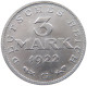 WEIMARER REPUBLIK 3 MARK 1922 G  #MA 098624 - 3 Mark & 3 Reichsmark