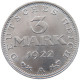 WEIMARER REPUBLIK 3 MARK 1922 A  #MA 098629 - 3 Mark & 3 Reichsmark