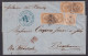 French India, Sc 3, 5 (Yv 3, 5) 10c Pairs On 1864 Cover From PONDICHERRY, Calves - Storia Postale