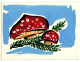 Happy Holidays! Amanita Toadstools Mushrooms, Christmas Tree. Handmade Unused Postcard, 1970-80s Soviet Estonia USSR - Estonie