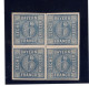 6 Kr.stahlblau  ,4er Block, Teils Postfrisch ,Nr. 10b, , Mi.520,- ,Foto-Attest  ,Sem BPP Luxus ! #1404 - Mint
