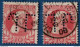 Belgium 1905, J.L. Perfin On 10 C Leopold III 2 Stamps, Positions, 2106.1903 Cancelled Charleroi - 1863-09