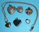 Lot Bijoux Forme De Coeur Pendentifs Pierre Métal Argenté Et Doré Avec Brillants - Pendants