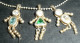 Rare Chaine Et 3 Pendentifs Personnages, En Argent Et Cristal De Swarovski - Kettingen