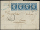 Let EMPIRE NON DENTELE - 14A  20c. Bleu, BANDE De 4 Obl. PC 3166 S. LAC, Càd T15 St LO 11/10/60, TB. C - 1849-1876: Période Classique