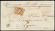 Let EMPIRE NON DENTELE - 16   40c. Orange, Obl. GROS POINTS S. Env. CHARGE, Càd Rouge CHARGEMENTS PARIS 18/2/60, Arr. Ly - 1849-1876: Classic Period