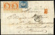 Let EMPIRE NON DENTELE - L16c 40c. Orange, PAIRE Cdf, Un Ex. Avec FILET D'ENCADREMENT, TB, L'autre Entamé + N°14A Défx O - 1849-1876: Période Classique