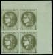 * EMISSION DE BORDEAUX - 39C   1c. Olive, R III, BLOC De 4 Cdf, TB - 1870 Uitgave Van Bordeaux