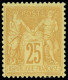 ** TYPE SAGE - 92a  25c. Jaune Sur Bistre-jaune, Très Bon Centrage, Infime Froissure De Gomme, Très Frais, TB. C - 1876-1898 Sage (Type II)