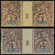NOUVELLE CALEDONIE 54 PAIRE Mill.3 * Et N°55 PAIRE Mill.3 **, TB - Used Stamps