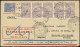 Let BRESIL PA 20 : 500r. Violet BANDE De 5 Et Poste N°205 500r. Outremer Obl. AERO POSTAL/RECIFE 7/6/30 S. Env. 1er Vol  - Andere